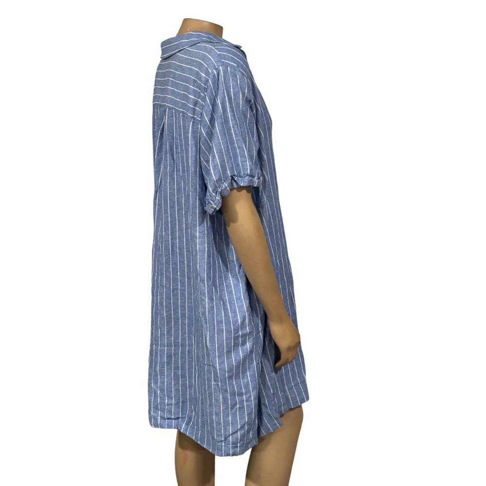 Old Navy Striped Linen Blend Short Sleeve Button Front Shirt Dress XXL - Picture 2 of 5